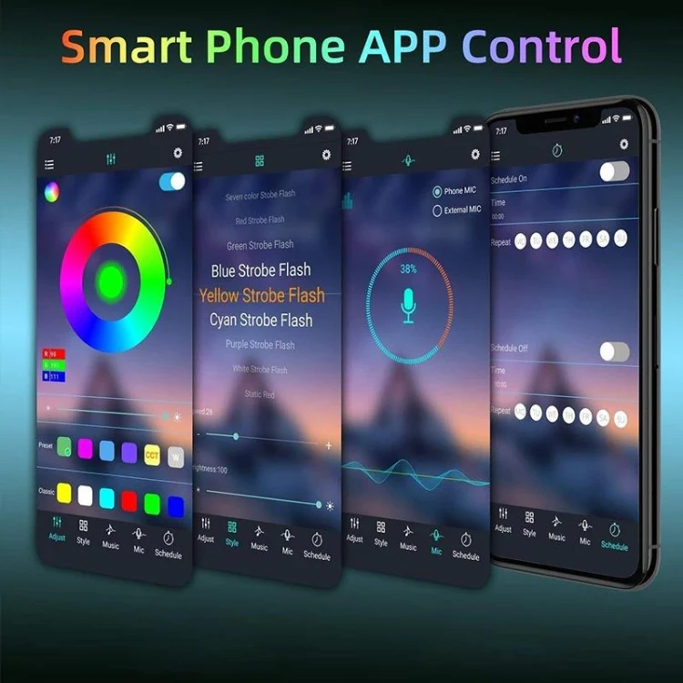 Smart Bluetooth APP Control Bare Board 2835 SMD RGB LED Rope Light, 60 LED/m, Length: 5m, 12V 2A 100-240V(US Plug) - Image 6