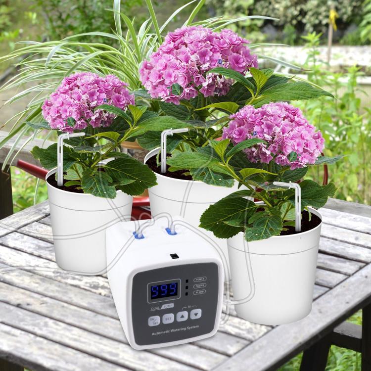 Smart Dual Pump Automatic Watering System 20 Drip Emitters Kit For Garden Plants - Battery/Electric Powered EU Plug - Image 3