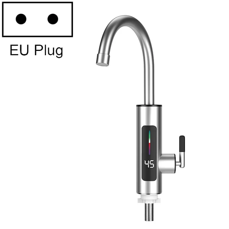 Smart Household Digital Display Instant Hot Kitchen Electric Faucet, Plug: EU Plug(Stainless Steel)