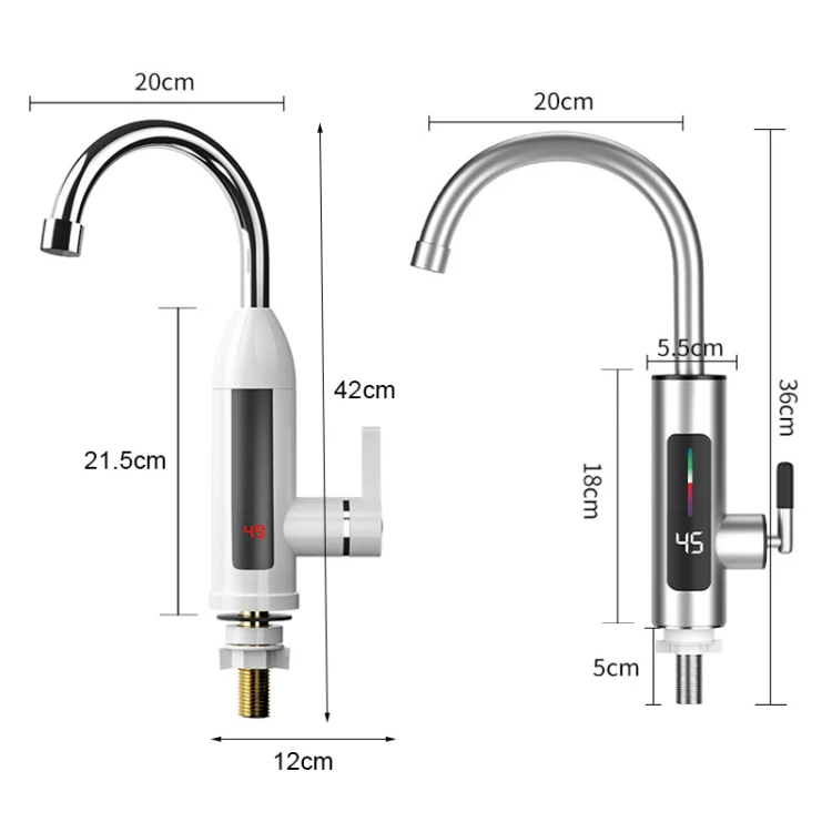 Smart Household Digital Display Instant Hot Kitchen Electric Faucet, Plug: EU Plug(Stainless Steel) - Image 3