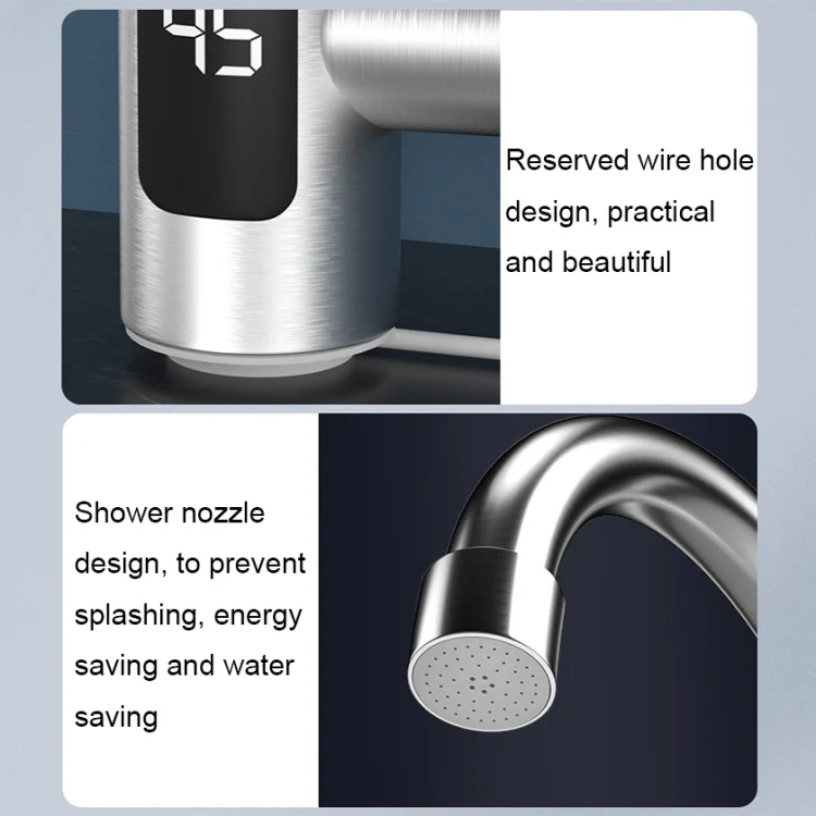 Smart Household Digital Display Instant Hot Kitchen Electric Faucet, Plug: US Plug(Stainless Steel) - Image 6