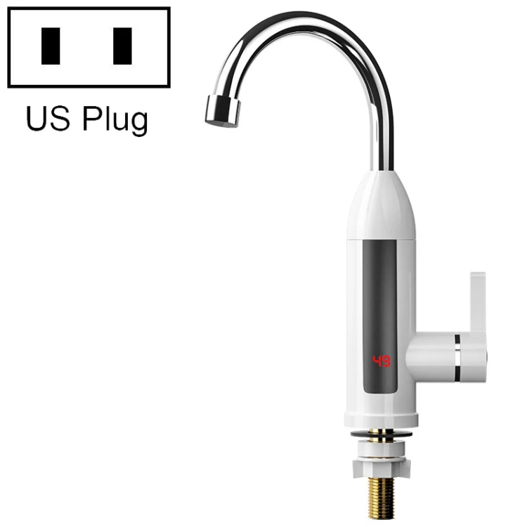 Smart Household Digital Display Instant Hot Kitchen Electric Faucet, Plug: US Plug(White)