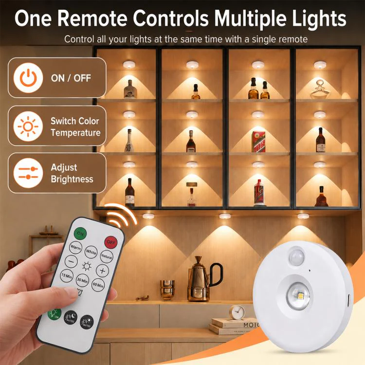 Smart Sensor Cat Eye Night Lights with Remote Control, Model:3pcs(White) - Image 2