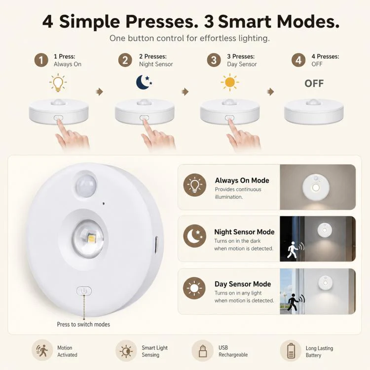 Smart Sensor Cat Eye Night Lights with Remote Control, Model:3pcs(White) - Image 5