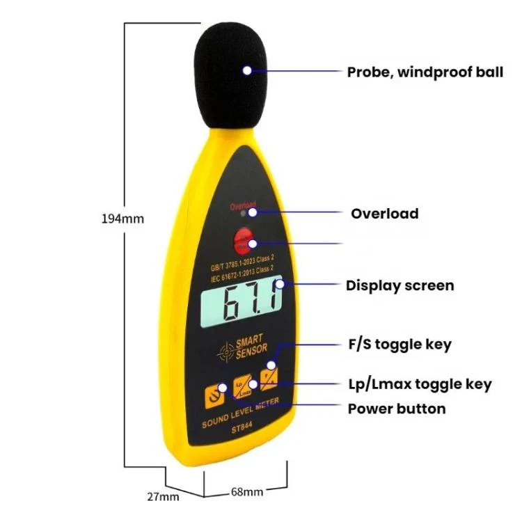 SMART SENSOR High-Precision Decibels Sound Noise Level Tester(ST844 English) - Image 3