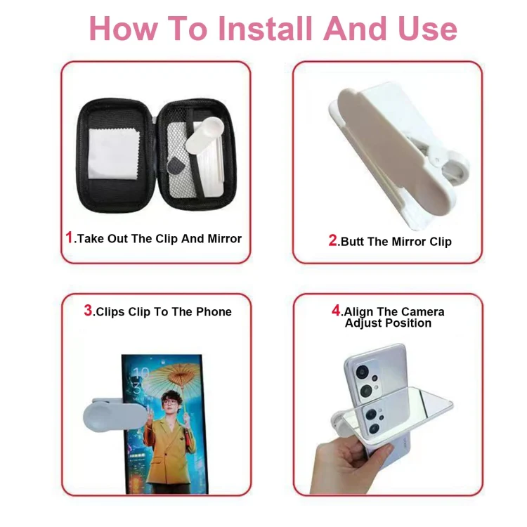 Smartphone Camera Mirror Reflection Clip Selfie Reflector Shooting Supplies, Spec: White Kit - Image 9