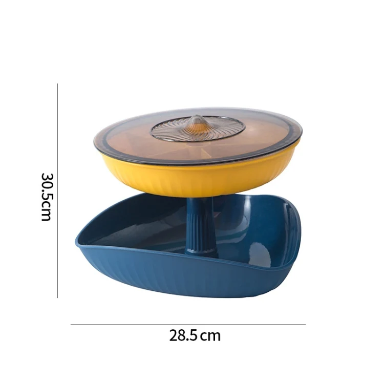 Snacks Dried Fruit Plate Multilayer Superimposed Fruit Plate Candy Plate, Specification:   Double Layer 1  (Royal Blue) - Image 2