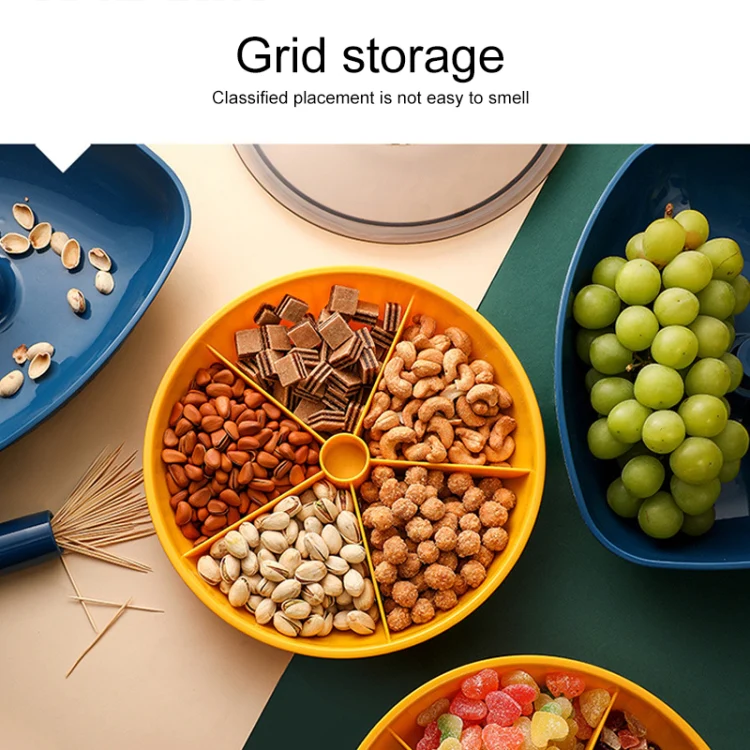 Snacks Dried Fruit Plate Multilayer Superimposed Fruit Plate Candy Plate, Specification: Three-layer (Royal Blue) - Image 3