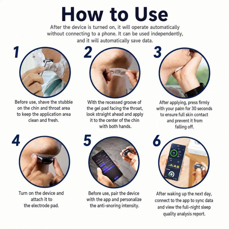SNORE CIRCLE Smart Anti-Snoring Device Upgraded TENS & EMA Throat Snore Stopper With 3-Contact Electrode & App Tracking(Silver) - Image 10