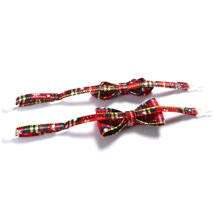 Snowflake Christmas Red Plaid Adjustable Pet Bow Tie Collar Bow Knot Cat Dog Collar, Size:S 17-30cm, Style:Big Bowknot With Bell - Image 4