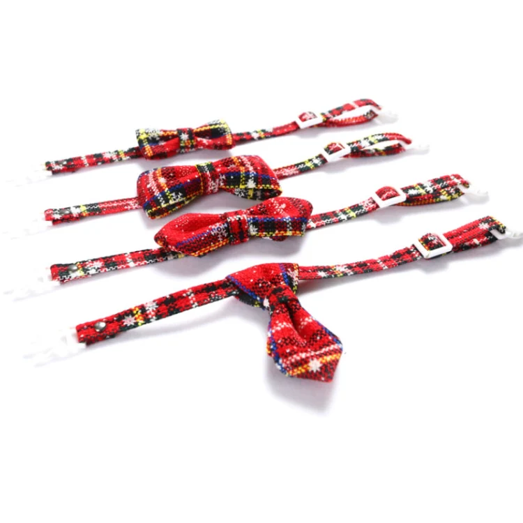 Snowflake Christmas Red Plaid Adjustable Pet Bow Tie Collar Bow Knot Cat Dog Collar, Size:S 17-30cm, Style:Small Bowknot With Bell - Image 5