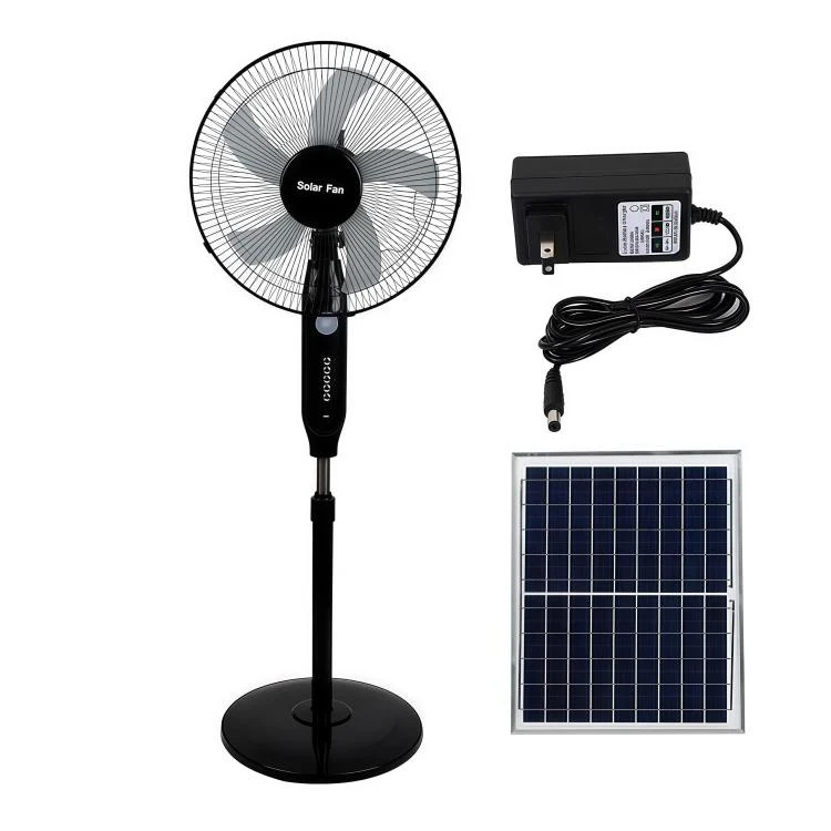 Solar Pedestal Fan With 18000mAh Battery 16 inch Standing Fan(Black)