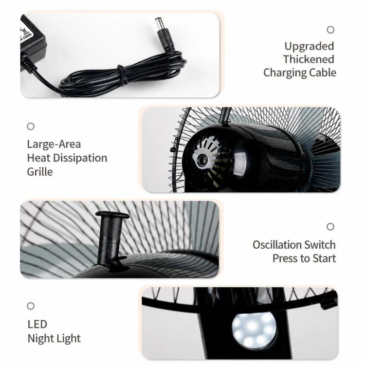Solar Pedestal Fan With 18000mAh Battery 16 inch Standing Fan(Black) - Image 11