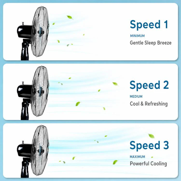 Solar Pedestal Fan With 18000mAh Battery 16 inch Standing Fan(Black) - Image 6