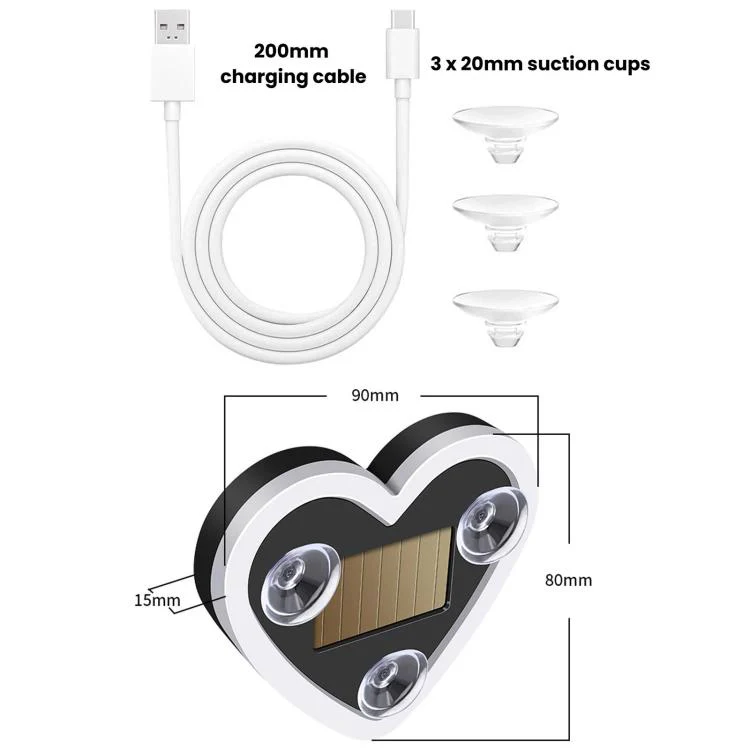 Solar Powered Heart-Shaped Car Ambient Light Smart Modified Neon Light For Vehicle Interior(Pink) - Image 3