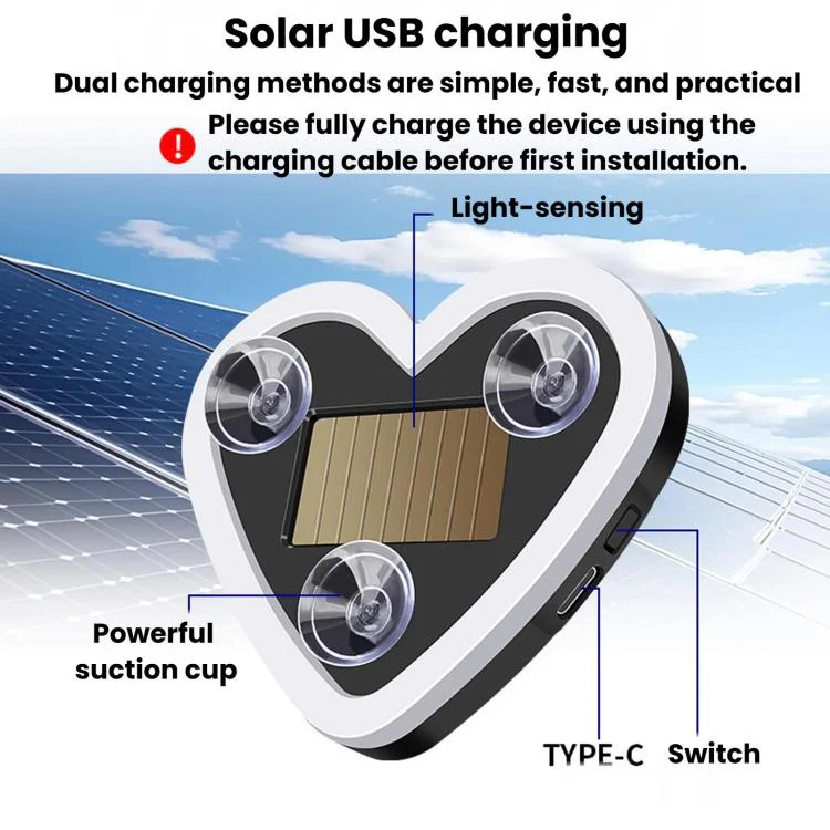 Solar Powered Heart-Shaped Car Ambient Light Smart Modified Neon Light For Vehicle Interior(Red) - Image 5