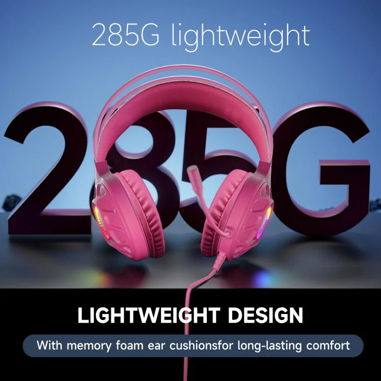 SoulBytes S200 3.5mm USB Wired LED Gaming Headset with Mic(Pink) - Image 5