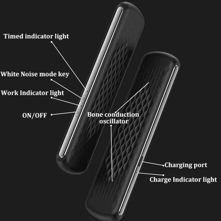 Soundproof Painless Bone Conduction Sleep Speaker Portable White Noise Sleeping Aid(Black) - Image 6