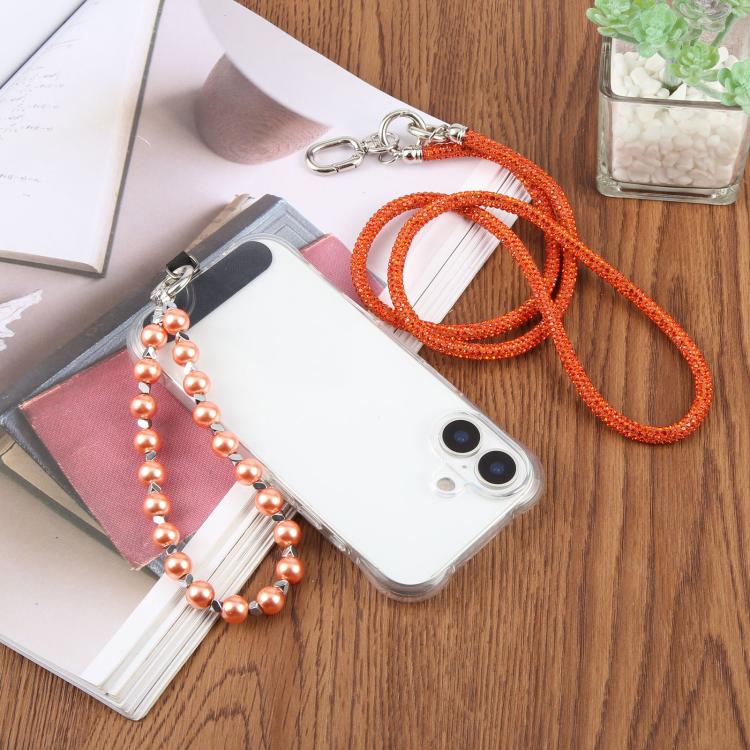 Sparkling Rhinestone Pearl Phone Lanyard with Detachable Crystal Beads(Dark Purple) - Image 9