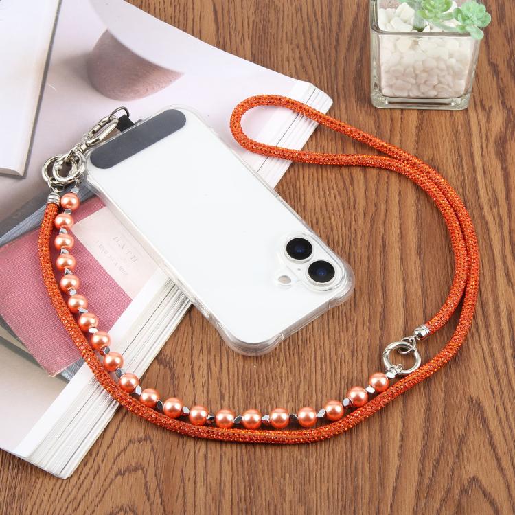 Sparkling Rhinestone Pearl Phone Lanyard with Detachable Crystal Beads(Silver) - Image 5