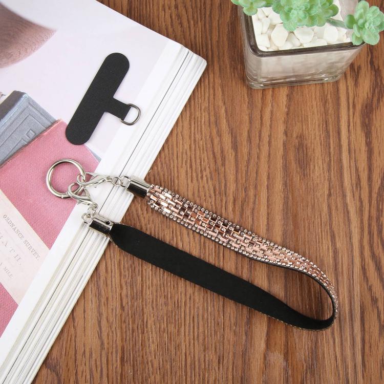 Sparkling Rhinestone Phone Charm Strap with Tether Pad(Black) - Image 4