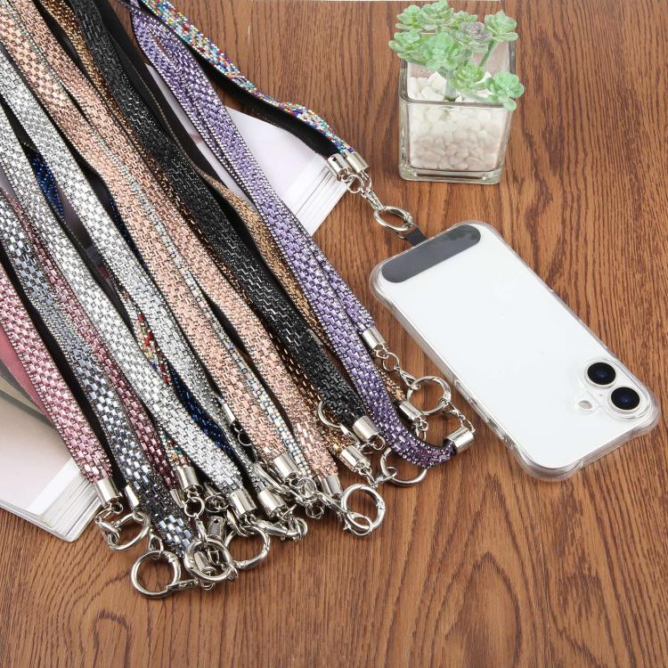 Sparkling Rhinestone Phone Lanyard with Pad(Champagne Gold) - Image 4