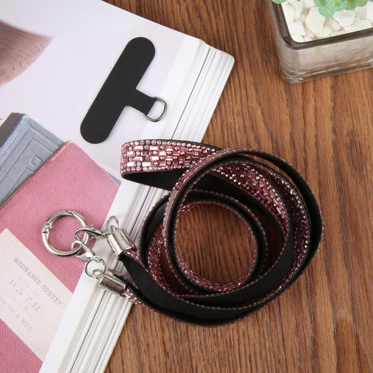 Sparkling Rhinestone Phone Lanyard with Pad(Pink)