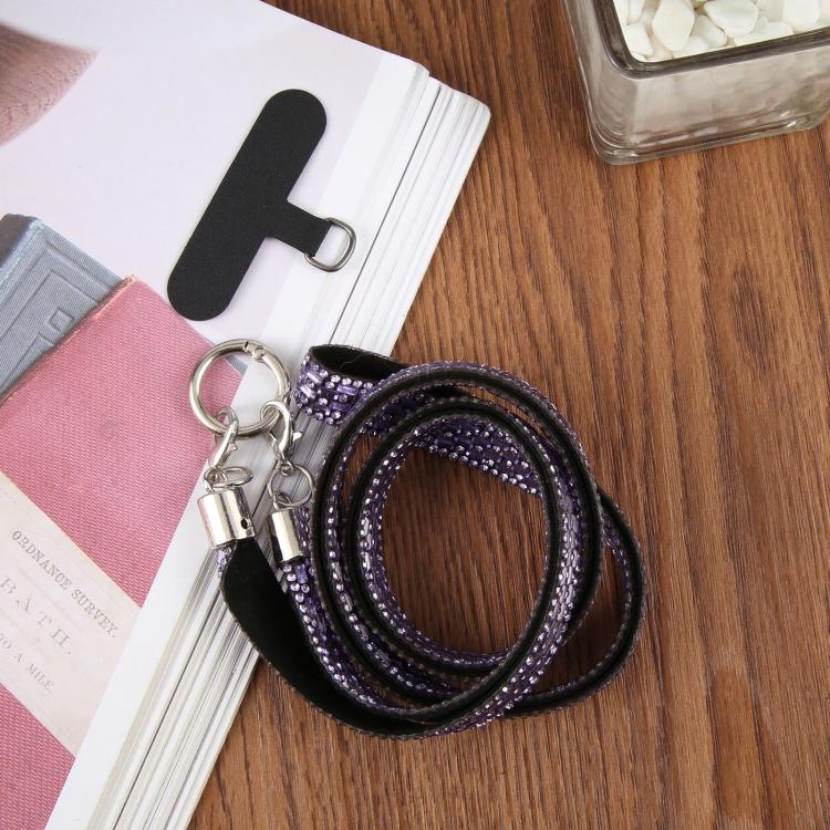 Sparkling Rhinestone Phone Lanyard with Pad(Purple)