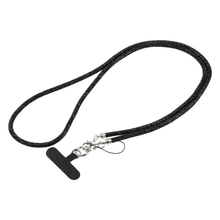 Sparkling Rhinestone Studded Long Phone Strap(Black)