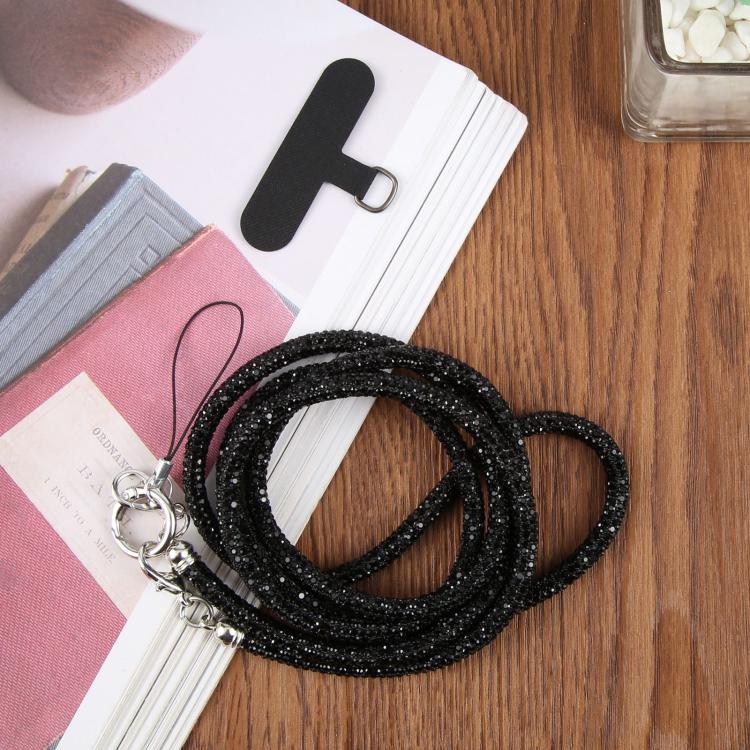 Sparkling Rhinestone Studded Long Phone Strap(Black) - Image 2