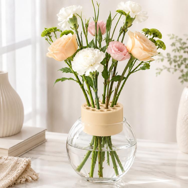 Spiral Plastic Flower Stem Holder(Yellow)