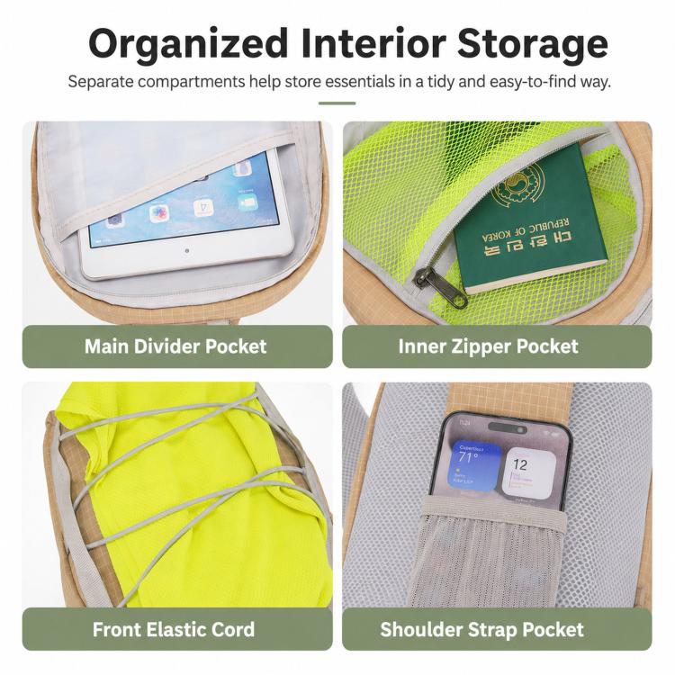 Sports Shoulder Crossbody Bag Lightweight Portable Nylon Waterproof Outdoor Casual Chest Bag(Orange) - Image 8