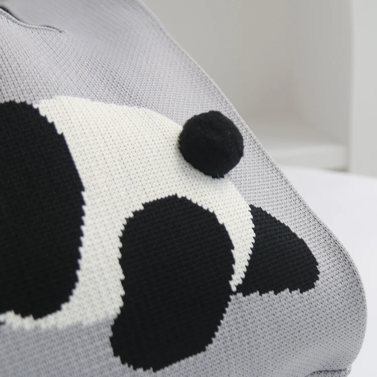 Spring and Summer Giant Panda Knitted Bag Large Capacity Cartoon Vest Style Handbag(Grey) - Image 6