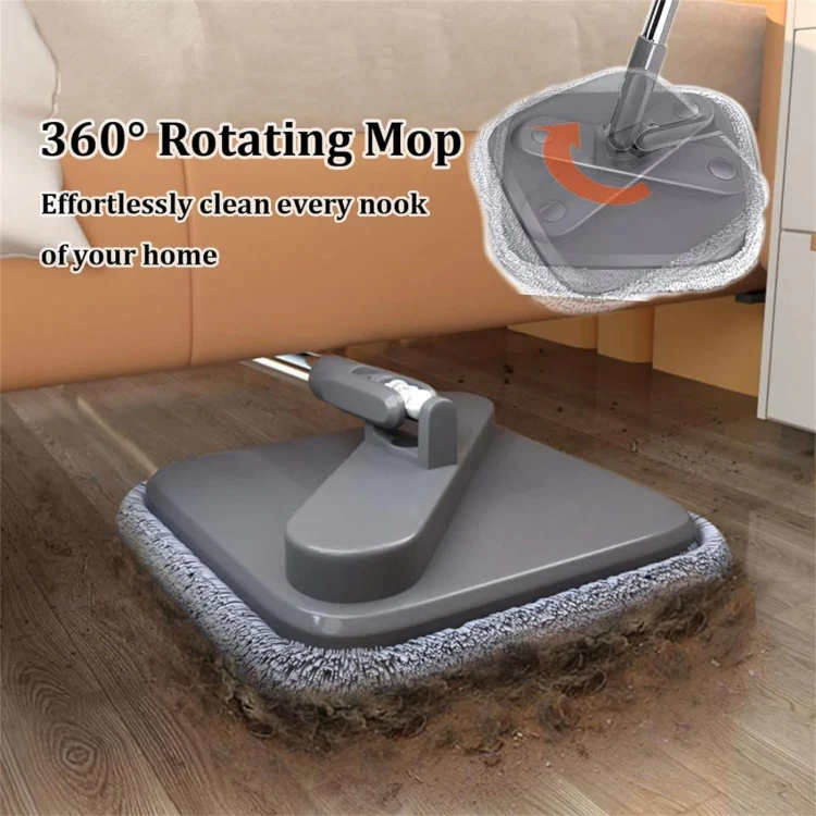 Square Spin Mop and Bucket With 2 Mop Pads Set Separate Clean And Dirty Water(Gray) - Image 5