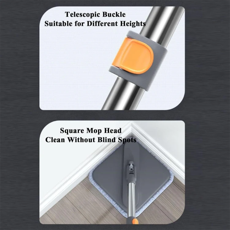 Square Spin Mop and Bucket With 2 Mop Pads Set Separate Clean And Dirty Water(Gray) - Image 7