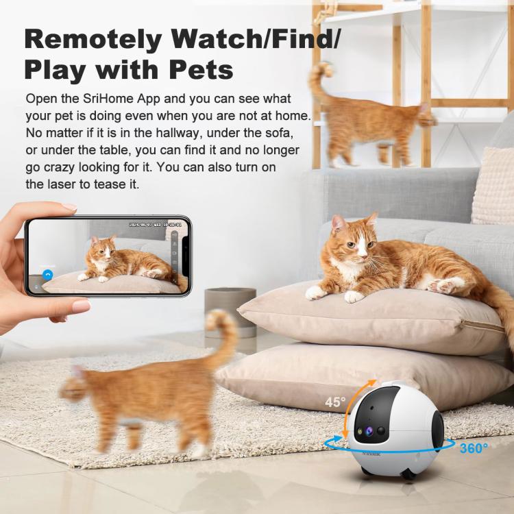 SriHome DH013 Plus 4MP Smart Pet Robot Camera with Auto-Charging Dock, Plug Type:AU Plug(White) - Image 14