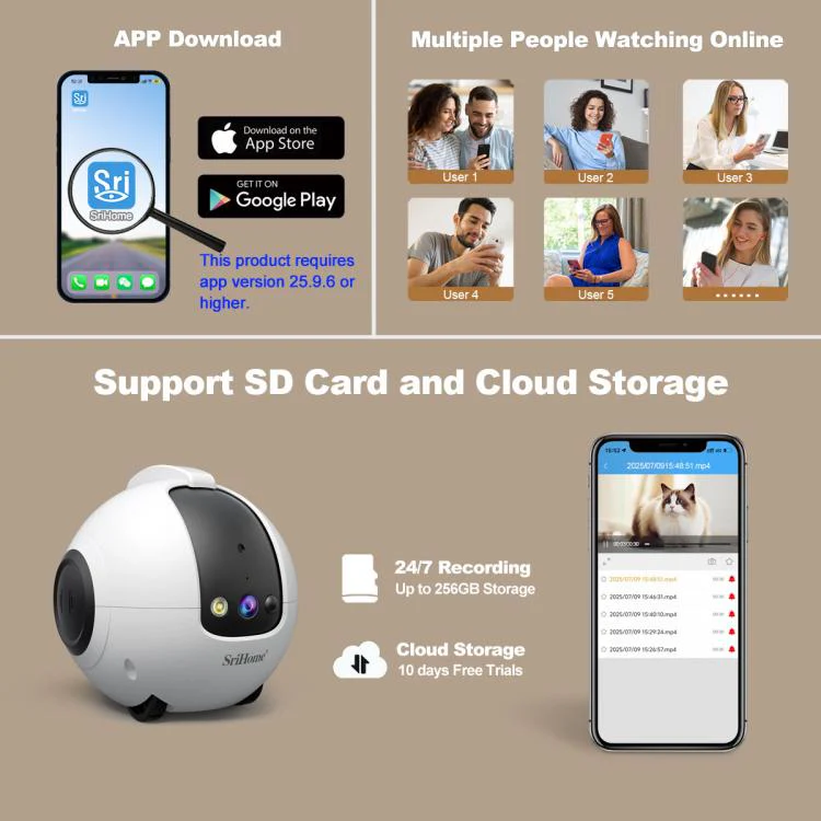 SriHome DH013 Plus 4MP Smart Pet Robot Camera with Auto-Charging Dock, Plug Type:AU Plug(White) - Image 17