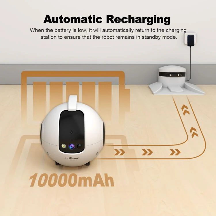 SriHome DH013 Plus 4MP Smart Pet Robot Camera with Auto-Charging Dock, Plug Type:US Plug(White) - Image 18