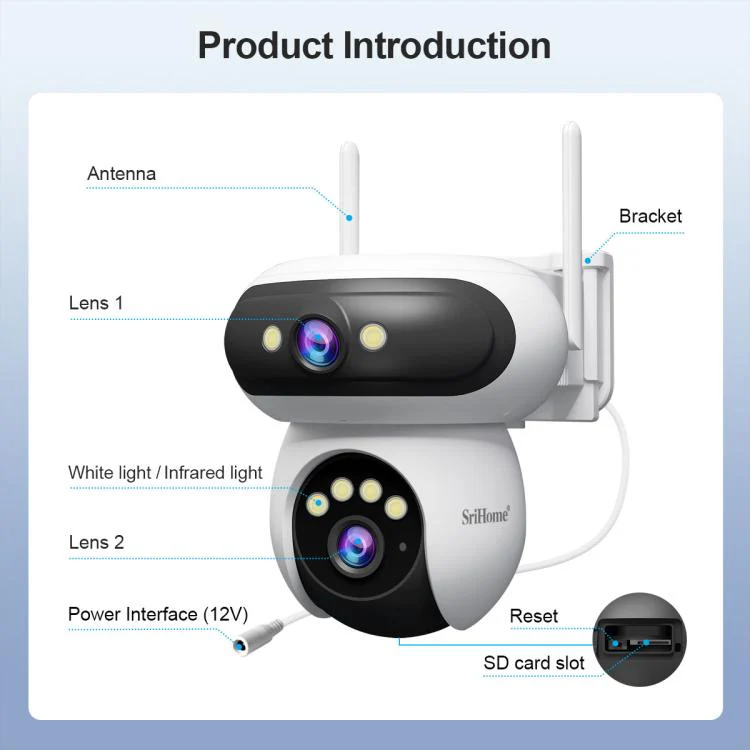 Srihome SH062 8MP Binocular Outdoor Auto-Tracking Wireless WiFi Security Camera(US Plug) - Image 15