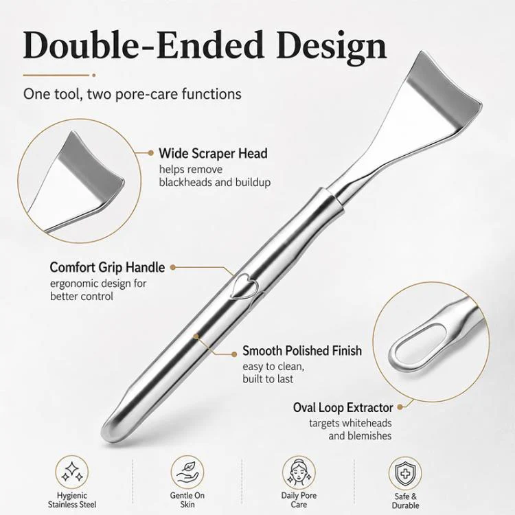 Stainless Steel Blackhead Scraper and U-Shaped Needle Set Blackhead Acne Cleaning Tool - Image 4