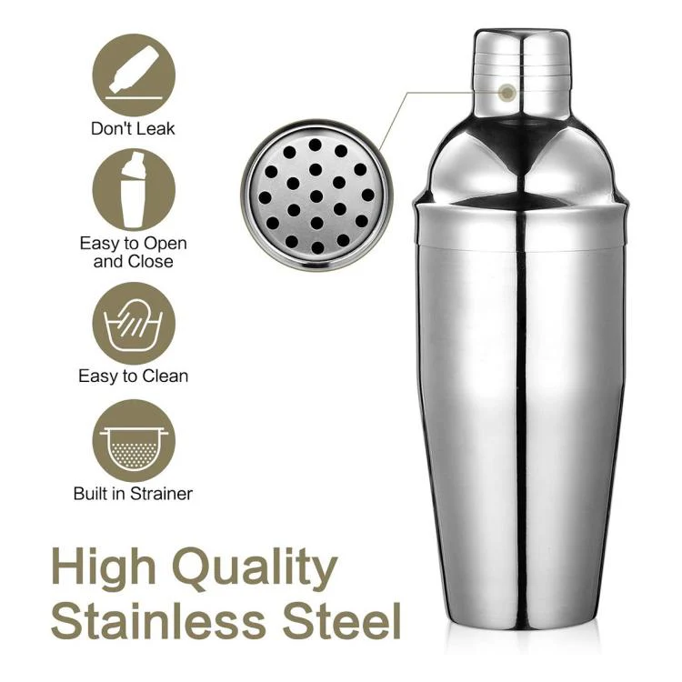 Stainless Steel Cocktail Set 750ml Shaker and Cocktail Tools 7-Piece Set - Image 3