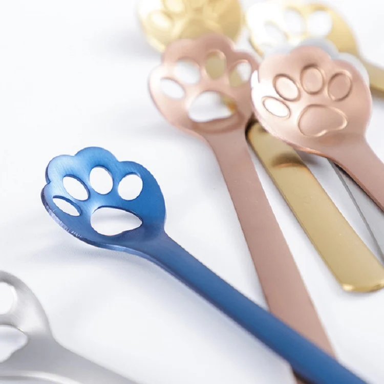 Stainless Steel Creative Cat Claw Coffee Spoon Dessert Cake Spoon, Style:Cat Claw Spoon, Color:Black - Image 4
