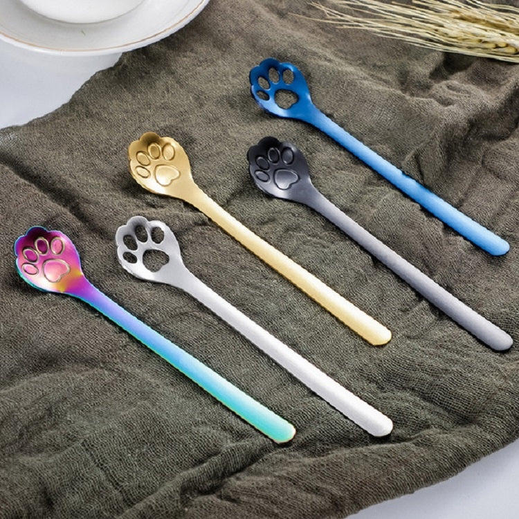 Stainless Steel Creative Cat Claw Coffee Spoon Dessert Cake Spoon, Style:Cat Claw Spoon, Color:Rose Gold - Image 7