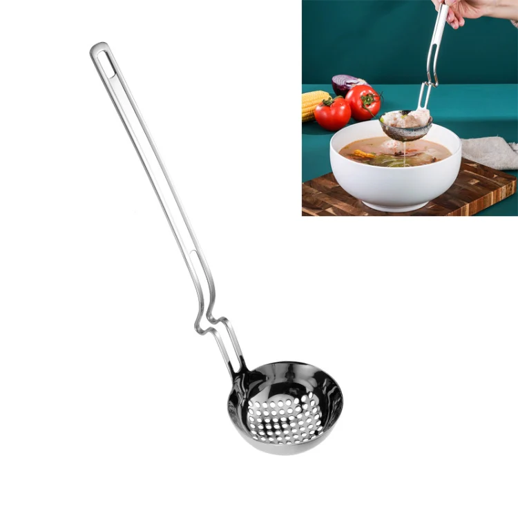 Stainless Steel Hot Pot Hanging Wall Spoon Creative Fishing Spoon Porridge Spoon, Style:Colander