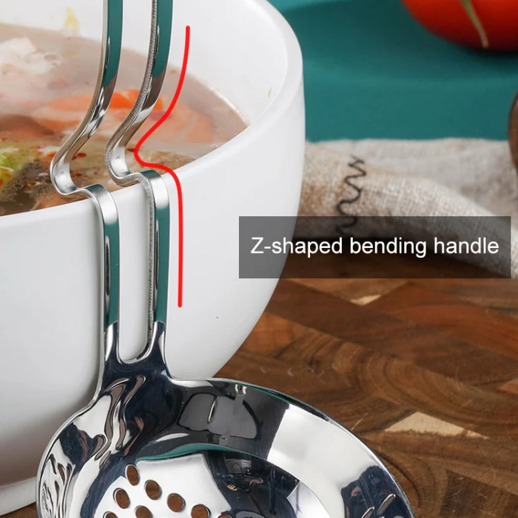 Stainless Steel Hot Pot Hanging Wall Spoon Creative Fishing Spoon Porridge Spoon, Style:Colander - Image 5