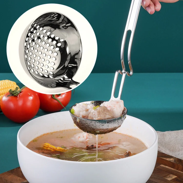 Stainless Steel Hot Pot Hanging Wall Spoon Creative Fishing Spoon Porridge Spoon, Style:Colander - Image 6