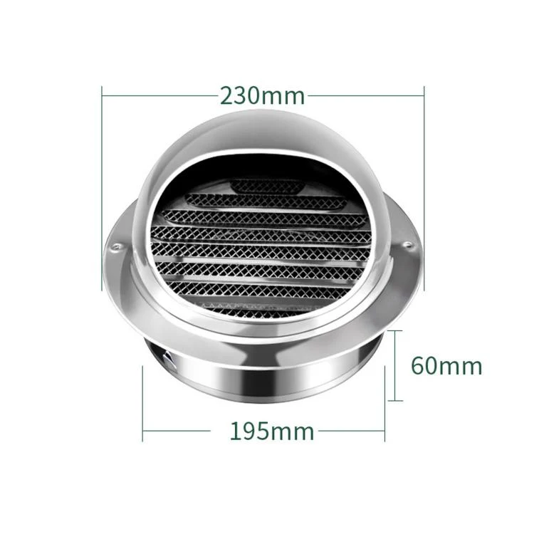 Stainless Steel Range Hood Exhaust Pipe Vent Exterior Wall Rainproof Cover, Size: 200# Polished Thickened - Image 2