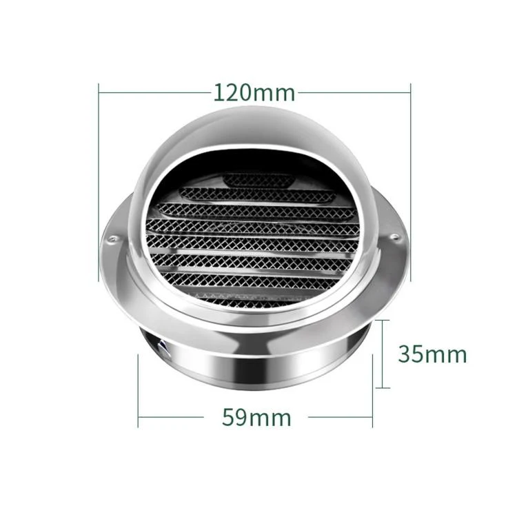 Stainless Steel Range Hood Exhaust Pipe Vent Exterior Wall Rainproof Cover, Size: 60# 304 Polished Thickened - Image 2