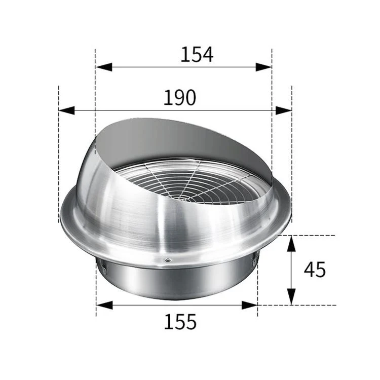 Stainless Steel Range Hood Integrated Cooktop Exhaust Vent Bird and Rat Protective Mesh Cover, Size: 160mm - Image 2