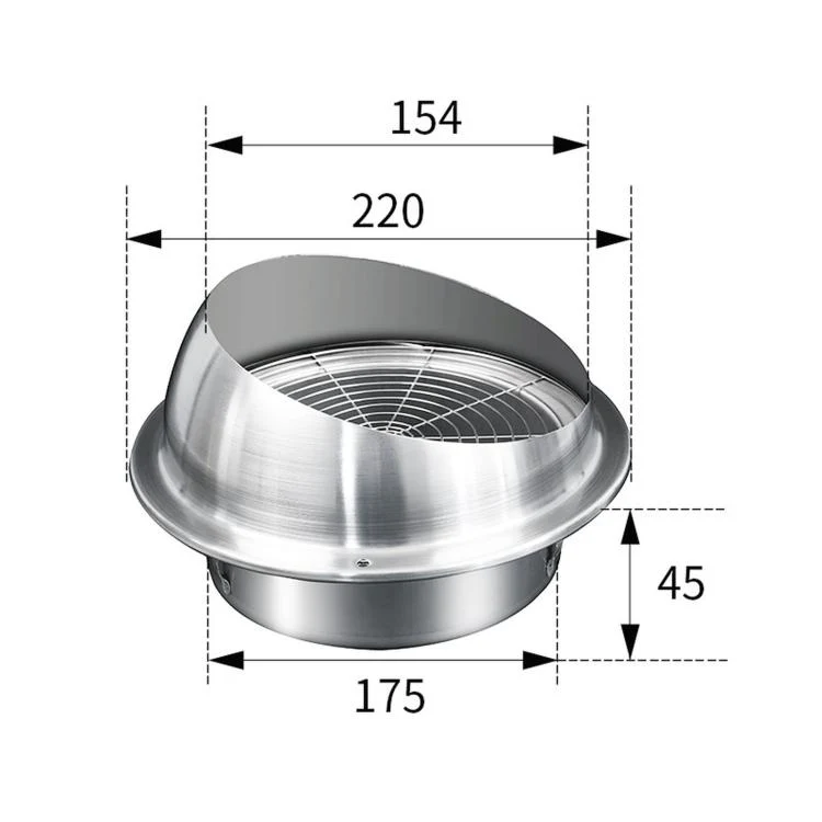 Stainless Steel Range Hood Integrated Cooktop Exhaust Vent Bird and Rat Protective Mesh Cover, Size: 180mm - Image 2